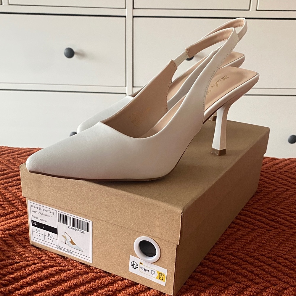 Elegant White Slingback Heels for Women - Picture 2 of 5